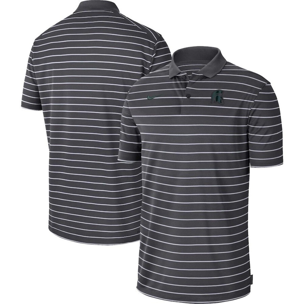 NIKE Michigan State Spartans Gray Striped Coach Polo Shirt Men's Size Small NWOT
